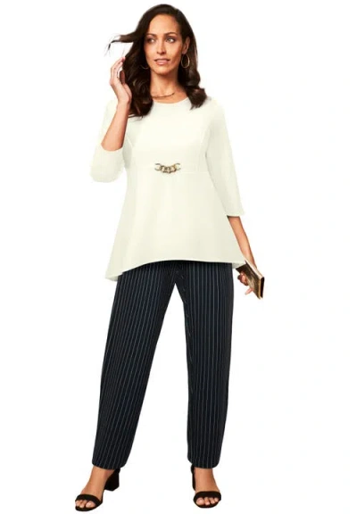 Jessica London High Low Buckle Tunic In White