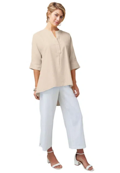 Jessica London Hi-low Linen Tunic In Brown
