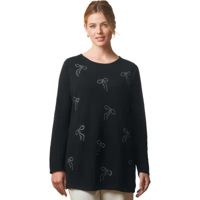 Jessica London Holiday Motif Pullover In Black