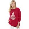 Jessica London Holiday Motif Pullover In Red