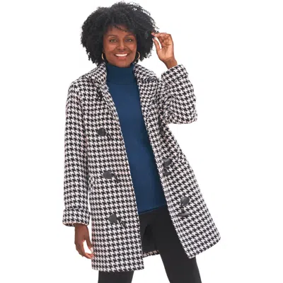 Jessica London Hooded Toggle Wool Coat In Black
