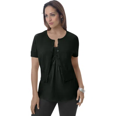Jessica London Jewel-neck Shrug In Black