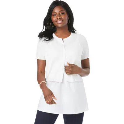Jessica London Jewel-neck Shrug In White