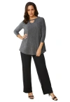 Jessica London Keyhole Shimmer Tunic In Gray