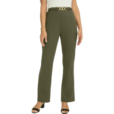 Jessica London Knit Crepe Bootcut Pant In Green