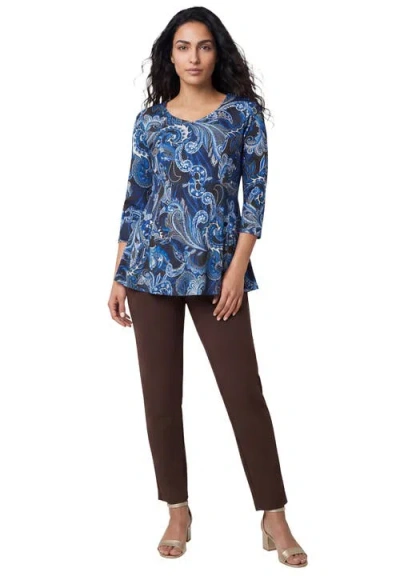 Jessica London Knit Crepe Sweetheart Neck Top In Blue