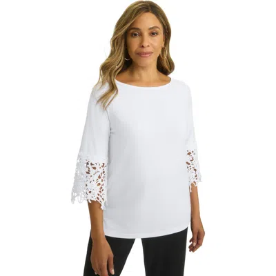 Jessica London Lace Applique Top In White