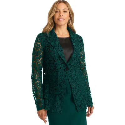 Jessica London Lace Blazer In Green