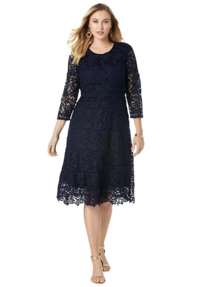 Jessica London Lace Fit & Flare Dress In Black