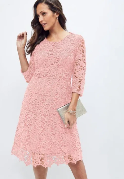 Jessica London Lace Fit & Flare Dress In Pink