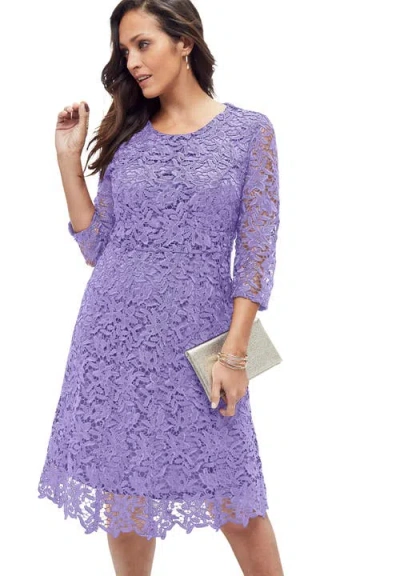 Jessica London Lace Fit & Flare Dress In Purple