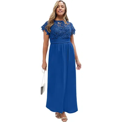 Jessica London Lace Maxi Dress In Blue