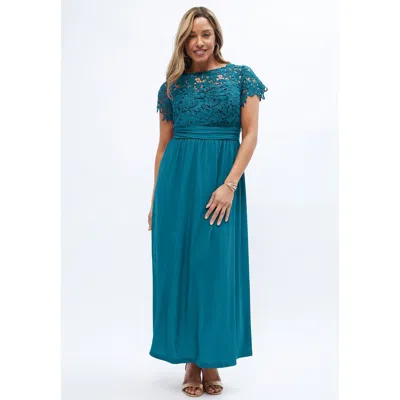 Jessica London Lace Maxi Dress In Blue