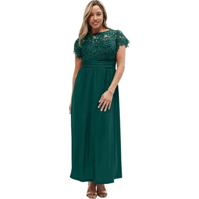 Jessica London Lace Maxi Dress In Green