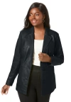 Jessica London Leather Blazer In Black