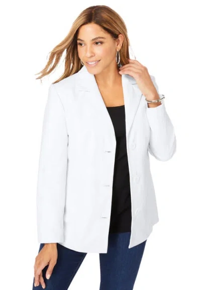 Jessica London Leather Blazer In White