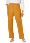 Jessica London Lightweight Linen-blend Straight-leg Pants In Orange