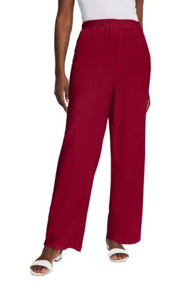 Jessica London Lightweight Linen-blend Straight-leg Pants In Pink