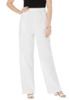 Jessica London Lightweight Linen-blend Straight-leg Pants In White