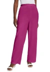 Jessica London Lightweight Linen-blend Straight-leg Pants In Pink