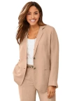 Jessica London Linen Blazer In Neutral