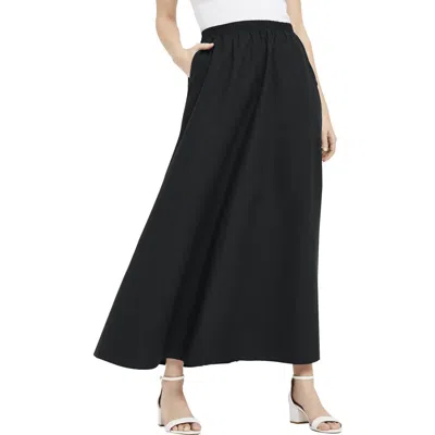 Jessica London Linen Maxi Skirt In Black