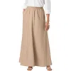 Jessica London Linen Maxi Skirt In Brown