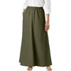 Jessica London Linen Maxi Skirt In Green