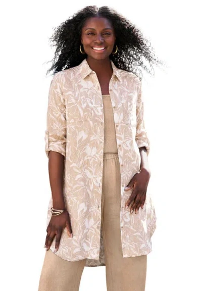 Jessica London Linen Mega Tunic In Neutral