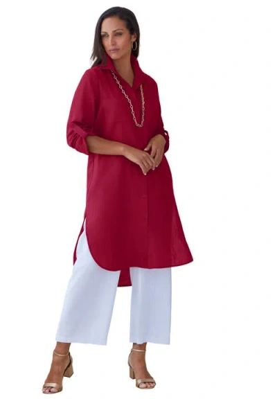 Jessica London Linen Mega Tunic In Multi