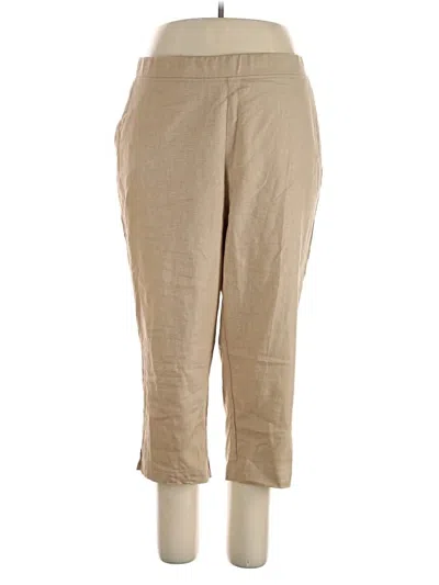 Pre-owned Jessica London Linen Pants In Tan