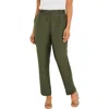 Jessica London Linen Pleat-front Pant In Green