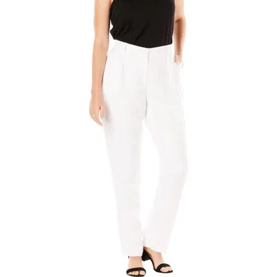 Jessica London Linen Pleat-front Pant In White