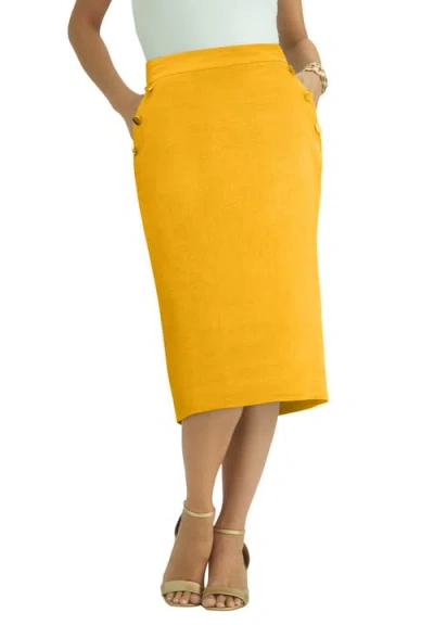 Jessica London Linen Sailor Skirt In Gold