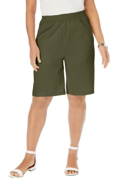 Jessica London Linen Short In Green