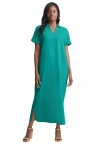 Jessica London Linen Short Sleeve Maxi Dress In Green