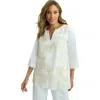 Jessica London Linen V-neck Embroidered Tunic In Blue