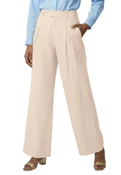 Jessica London Linen Wide-leg Trouser In Neutral