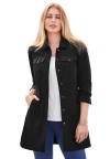 Jessica London Long Denim Jacket In Black