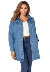 Jessica London Long Denim Jacket In Blue