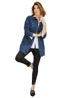 Jessica London Long Denim Jacket In Blue