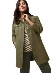Jessica London Long Denim Jacket In Green