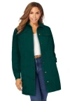 Jessica London Long Denim Jacket In Green