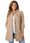 Jessica London Long Denim Jacket In Neutral