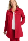 Jessica London Long Denim Jacket In Red