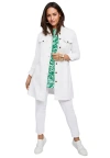 Jessica London Long Denim Jacket In White