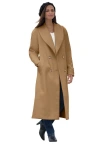 Jessica London Long Shawl Collar Wool Coat In Brown