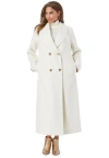 Jessica London Long Shawl Collar Wool Coat In White