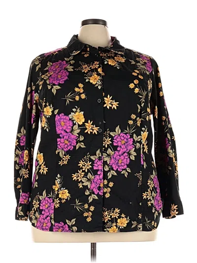 Pre-owned Jessica London Long Sleeve Blouse In Black
