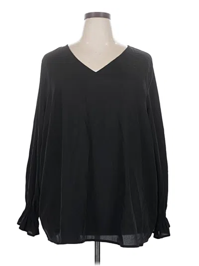 Pre-owned Jessica London Long Sleeve Blouse In Black